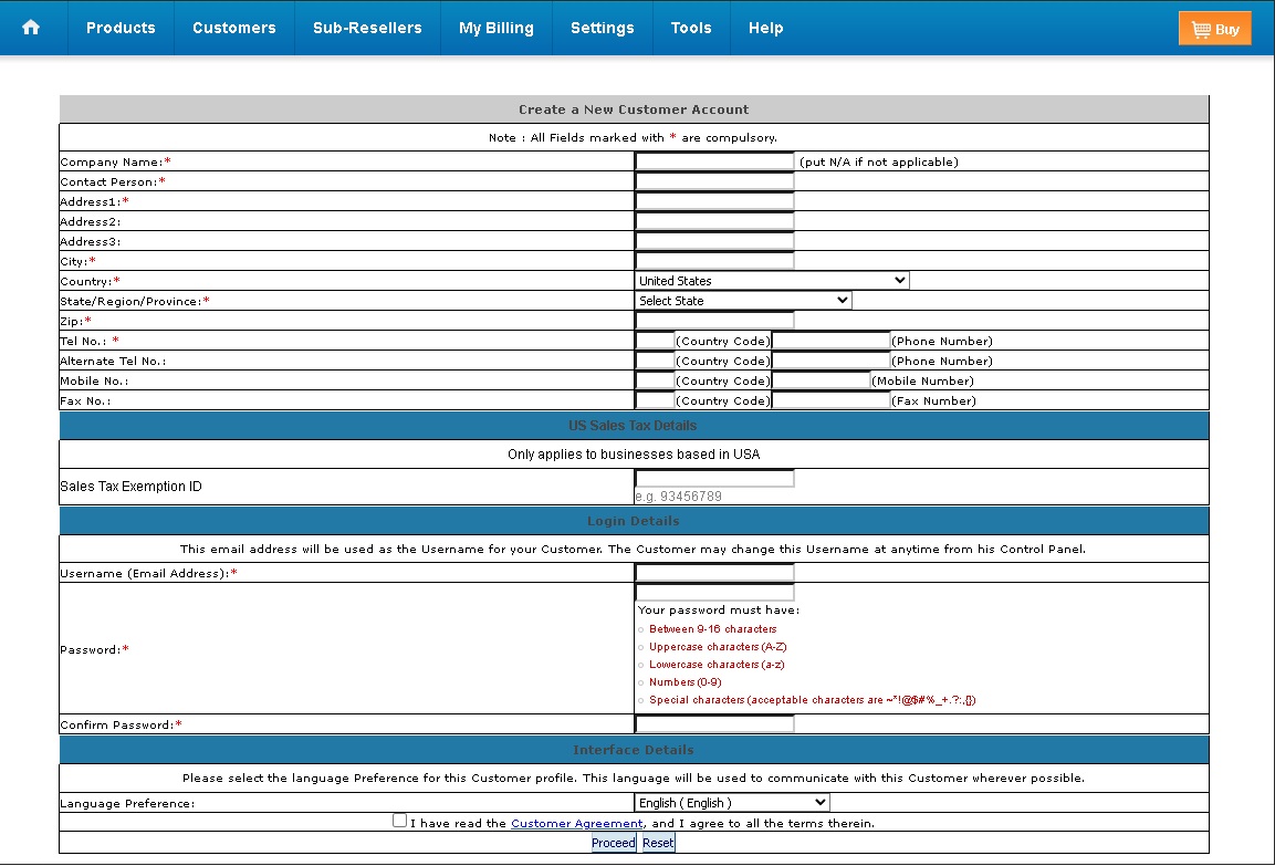 Añadir nuevo cliente en el Panel de Control
